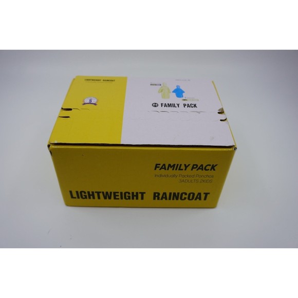 5pc Family Pack Plastic Emergency Raincoat Set- 2 Adults 3 Kids - Picture 2 of 3